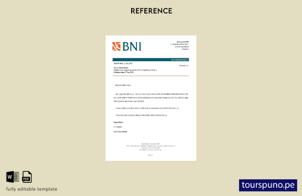 lista para imprimir plantilla de referencia de cierre de Indonesia Bank Negara